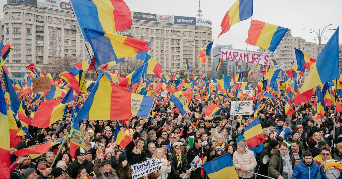 Protest cu steaguri ale Romaniei – mesaj despre respectul fata de cetateni